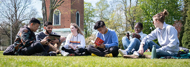 students in park